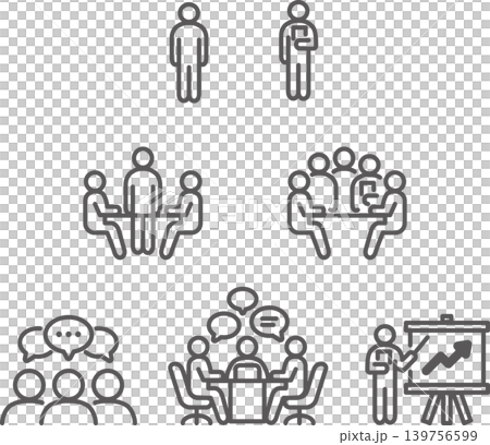 ビジネス アイコン 人物 ビジネスパーソン ピクトグラム ミーティング プレゼン 線画 イラスト素材 ビジネス アイコン 人物 ビジネスパーソン ピクトグラム ミーティング プレゼン 線画 イラスト素材 139756599