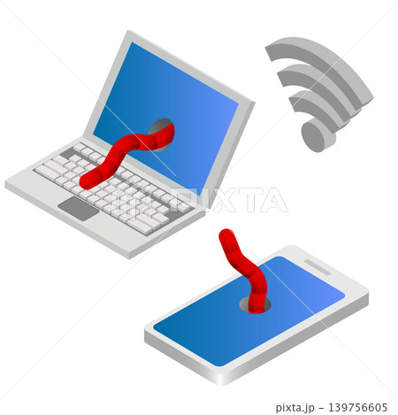 ワームに侵されたPCとスマホ 139756605