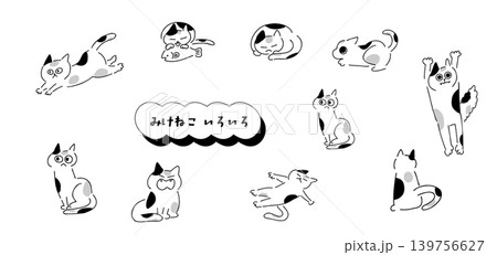 みけねこいろいろ|モノトーン みけねこいろいろ|モノトーン 139756627