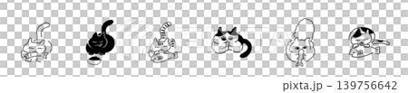 Cat eating rice | Line drawing Cat eating rice | Line drawing 139756642
