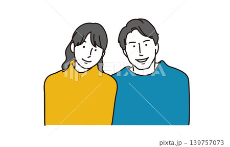 肩を並べて仲のいい若い夫婦のイラスト 139757073