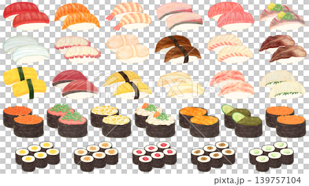 Sushi illustration set for a sushi restaurant Sushi illustration set for a sushi restaurant 139757104