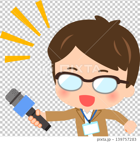 The interviewer thrusts the microphone forward. The interviewer thrusts the microphone forward. 139757283
