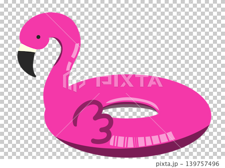 フラミンゴの浮き輪のイラスト 139757496