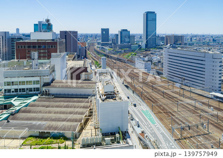 名古屋駅から見る笹島方面の都市風景（名古屋市） 139757949