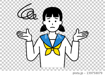 A female student who is at a loss and in distress. 139758079