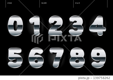 シルバーの0から9までの数字のセット_024 シルバーの0から9までの数字のセット_024 139758262