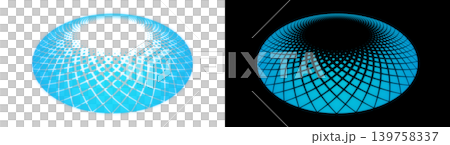 Wireframe grid dome, cyan, transparent and black background, sci-fi style platform material. Wireframe grid dome, cyan, transparent and black background, sci-fi style platform material. 139758337