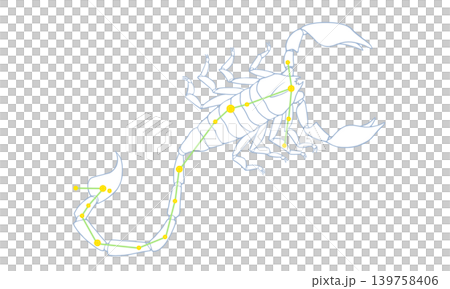 さそり座のカラーイラスト(サソリの絵と星座線) さそり座のカラーイラスト(サソリの絵と星座線) 139758406