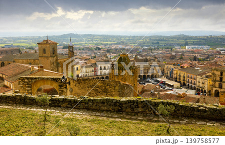 Panoramic view Trujillo. Scenic view from the castle. Caceres province. Spain Panoramic view Trujillo. Scenic view from the castle. Caceres province. Spain 139758577