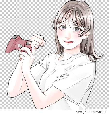 A woman holding a game controller A woman holding a game controller 139758686