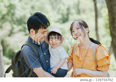 自然の中で子どもと遊ぶ親子・子育て 139758702