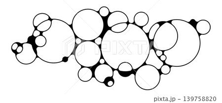 Black connected bubbles pattern. Liner geometric round morph sphere concept. Abstract outline blob design element for logo, icon, tag, emblem, banner, signs, sticker. Morphing metaball shape. Vector Black connected bubbles pattern. Liner geometric round morph sphere concept. Abstract outline blob design element for logo, icon, tag, emblem, banner, signs, sticker. Morphing metaball shape. Vector 139758820