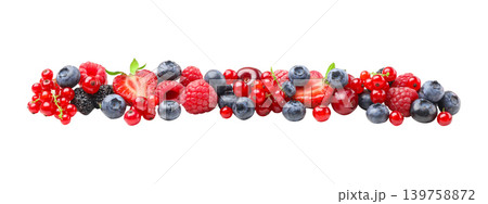 A line of assorted berries: strawberries, etc A line of assorted berries: strawberries, etc 139758872