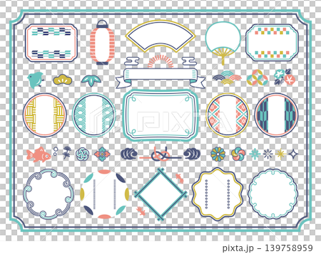 Summer Japanese-style frame and decoration set Summer Japanese-style frame and decoration set 139758959