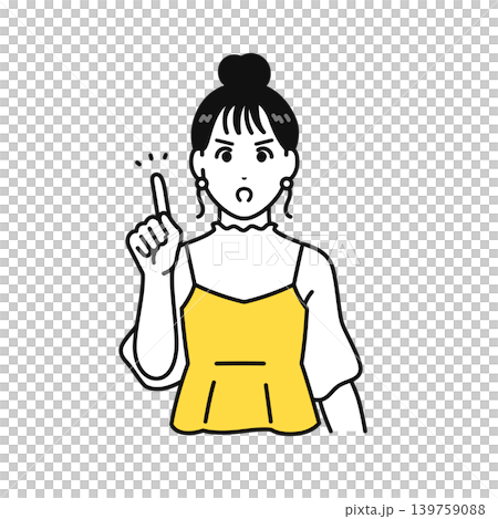 注意 警告 説明 まとめ髪の若い女性 イラスト素材 注意 警告 説明 まとめ髪の若い女性 イラスト素材 139759088