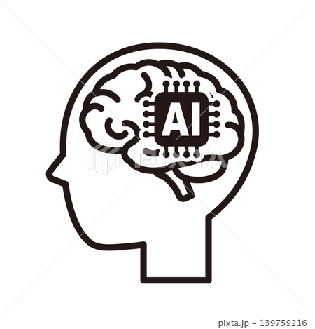 AI思考アイコン|人工知能・機械学習・生成AI・ニューラルネットワークの線画ベクター AI思考アイコン|人工知能・機械学習・生成AI・ニューラルネットワークの線画ベクター 139759216