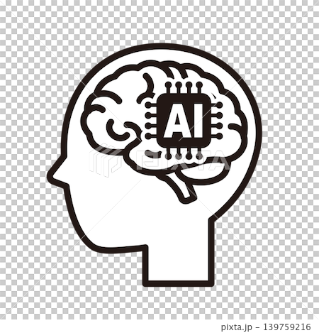 AI思考アイコン|人工知能・機械学習・生成AI・ニューラルネットワークの線画ベクター AI思考アイコン|人工知能・機械学習・生成AI・ニューラルネットワークの線画ベクター 139759216