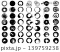 円のセット　墨素材　手書きの毛筆イラスト 139759238