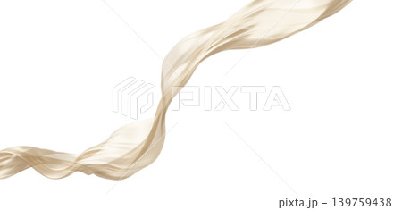 Sheer Champagne gold fabric flowing in the wind isolated on white background with copy space design element for fashion, cosmetic branding 3D render 139759438