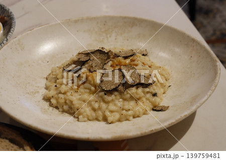 Truffle Risotto in White Bowl 139759481
