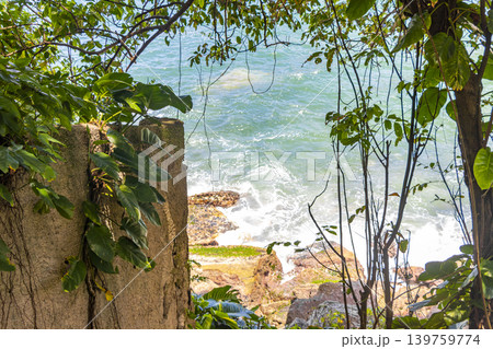 Tropical Urca Red Beach Rocks Water Rio de Janeiro Brazil. Tropical Urca Red Beach Rocks Water Rio de Janeiro Brazil. 139759774