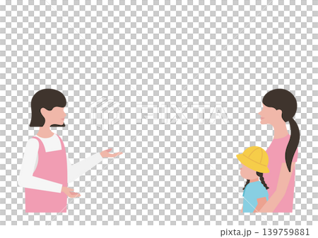 説明をする保育士と女の子・母親のベクターイラスト素材 説明をする保育士と女の子・母親のベクターイラスト素材 139759881