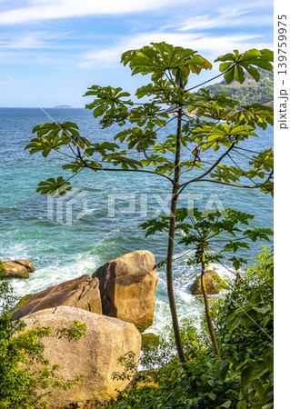 Tropical Urca Red Beach Rocks Water Rio de Janeiro Brazil. Tropical Urca Red Beach Rocks Water Rio de Janeiro Brazil. 139759975
