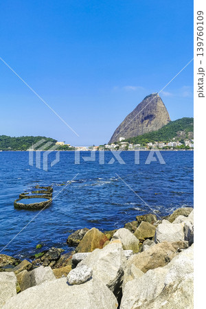 Sugarloaf mountain and sea nature panorama Rio de Janeiro Brazil. Sugarloaf mountain and sea nature panorama Rio de Janeiro Brazil. 139760109