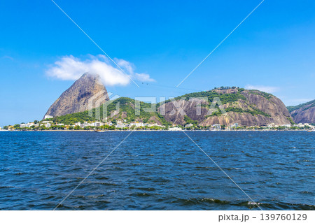 Sugarloaf mountain and sea nature panorama Rio de Janeiro Brazil. 139760129