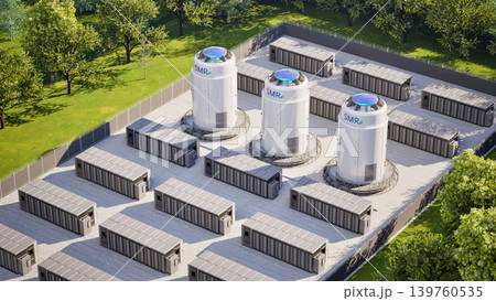 Smr or small modular nuclear reactors with energy storage system or battery container units Smr or small modular nuclear reactors with energy storage system or battery container units 139760535