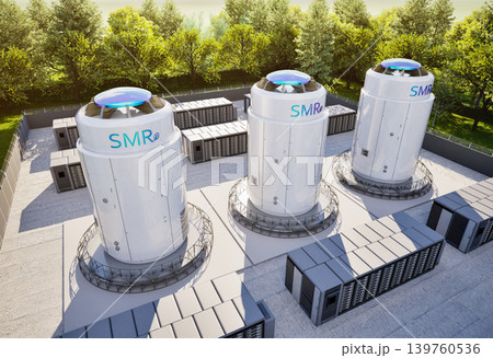 Smr or small modular nuclear reactors with energy storage system or battery container units Smr or small modular nuclear reactors with energy storage system or battery container units 139760536