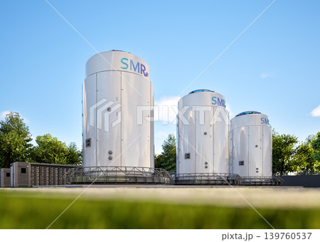 Smr or small modular nuclear reactors with energy storage system or battery container units 139760537