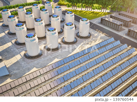 Smr or small modular nuclear reactors with solar panels and energy storage systems Smr or small modular nuclear reactors with solar panels and energy storage systems 139760544