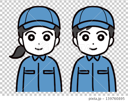 身著工作服、微笑的年輕男女員工(上半身,正面照) 身著工作服、微笑的年輕男女員工(上半身,正面照) 139760895