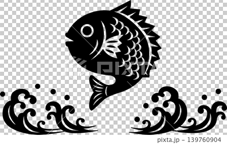 A simple illustration of a sea bream and waves, like a paper cutout. A simple illustration of a sea bream and waves, like a paper cutout. 139760904
