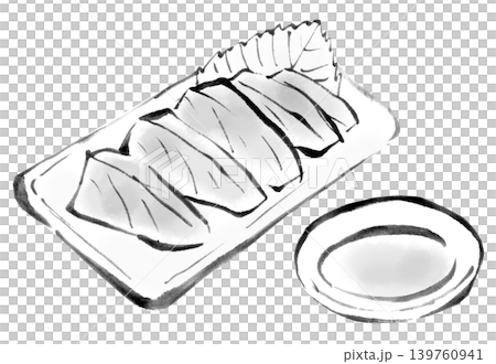 墨絵イラスト 筆書き お刺身の盛り合わせ 墨絵イラスト 筆書き お刺身の盛り合わせ 139760941