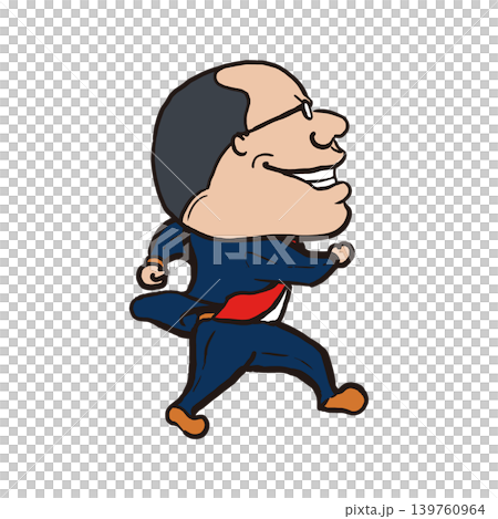 A middle-aged man in a suit is walking along happily. A middle-aged man in a suit is walking along happily. 139760964