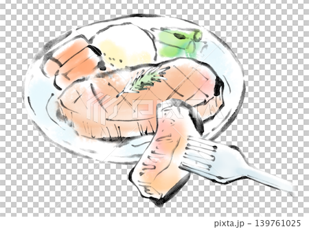 墨絵イラスト 筆書き 和牛ステーキ 墨絵イラスト 筆書き 和牛ステーキ 139761025