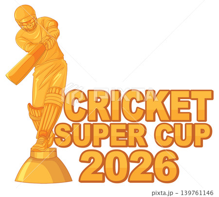 Cricket Super Cup 2026 Golden Batsman Trophy Vector Illustration Design Cricket Super Cup 2026 Golden Batsman Trophy Vector Illustration Design 139761146