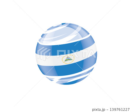 Illustration of globe wrapped in Nicaragua flag patterns with subtle shadowing 139761227