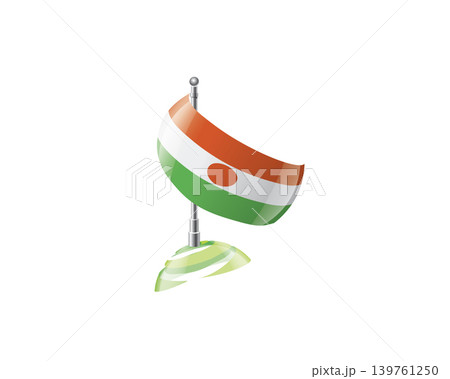 Highly detailed of waving Niger flag with metallic pole and subtle shadow effects for print Highly detailed of waving Niger flag with metallic pole and subtle shadow effects for print 139761250