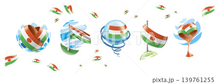 Vector set of the Niger flag in various creative designs Vector set of the Niger flag in various creative designs 139761255
