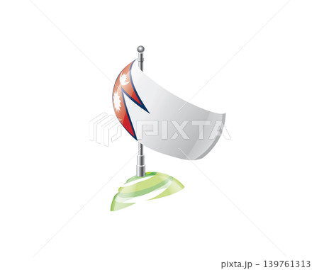 Highly detailed of waving Nepal flag with metallic pole and subtle shadow effects for print Highly detailed of waving Nepal flag with metallic pole and subtle shadow effects for print 139761313