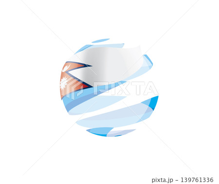 Flat of patriotic globe featuring waving Nepal flag design Flat of patriotic globe featuring waving Nepal flag design 139761336