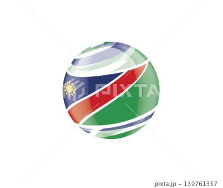 Illustration of globe wrapped in Namibia flag patterns with subtle shadowing 139761357