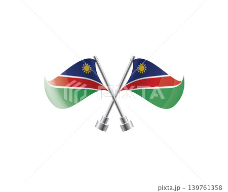 Scalable illustration capturing prideful display of Namibia national banners Scalable illustration capturing prideful display of Namibia national banners 139761358