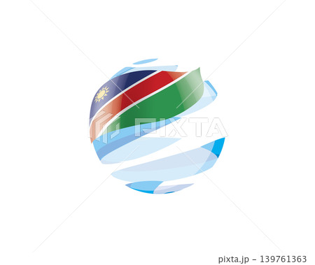 Flat of patriotic globe featuring waving Namibia flag design Flat of patriotic globe featuring waving Namibia flag design 139761363