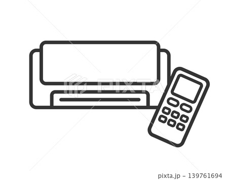 エアコンとリモコンのアイコン（線画）のイラスト 139761694