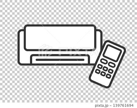 エアコンとリモコンのアイコン（線画）のイラスト 139761694